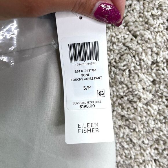 Eileen Fisher Pants Women’s Small Bone White Flex Tencel Ponte Slouchy Ankle NWT - Picture 3 of 8